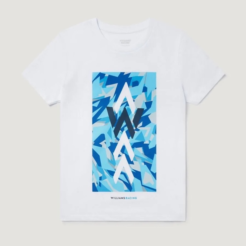 NWT ORGANIC COTTON Williams Racing Kids Camo shirt white tee | 7-8Y